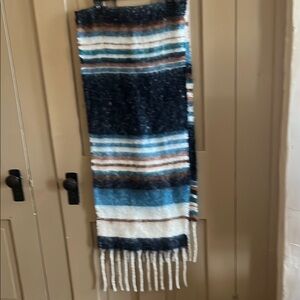 Cozy Striped Scarf in Blue and Brown